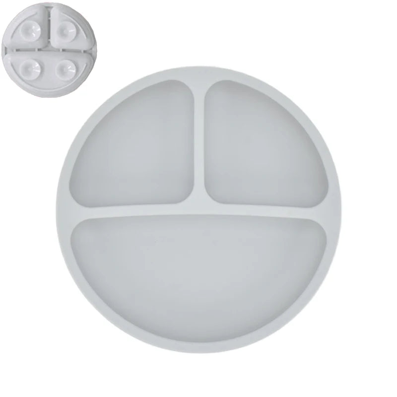 Set Repas Bébé en Silicone : Assiette Ventouse et Cuillère d'Apprentissage