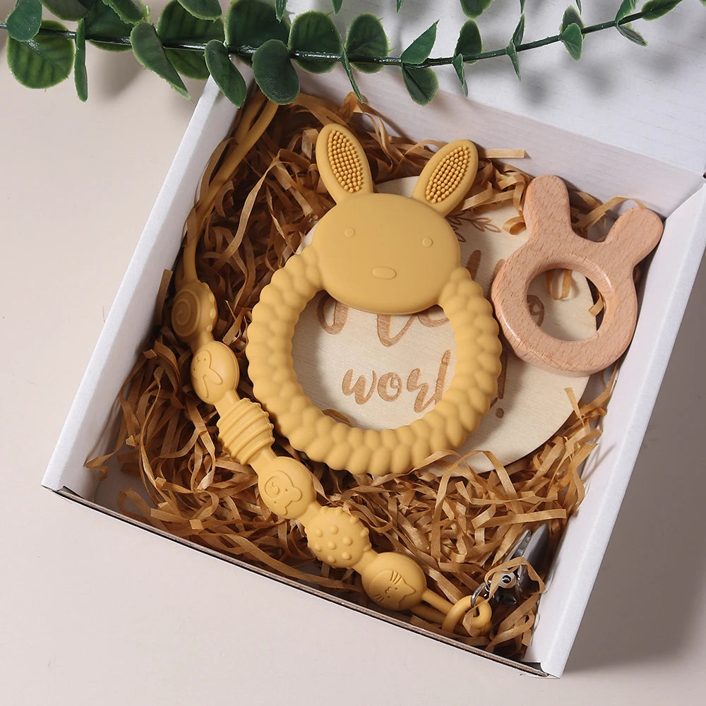 Coffret Cadeau de Naissance Lapin | Kit d'Éveil et Dentition Premier Âge