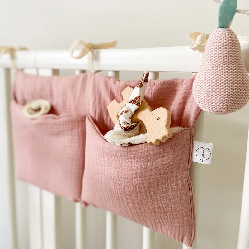 Organisateur de Berceau en Coton pour Bébé | Poche de Rangement Suspendue