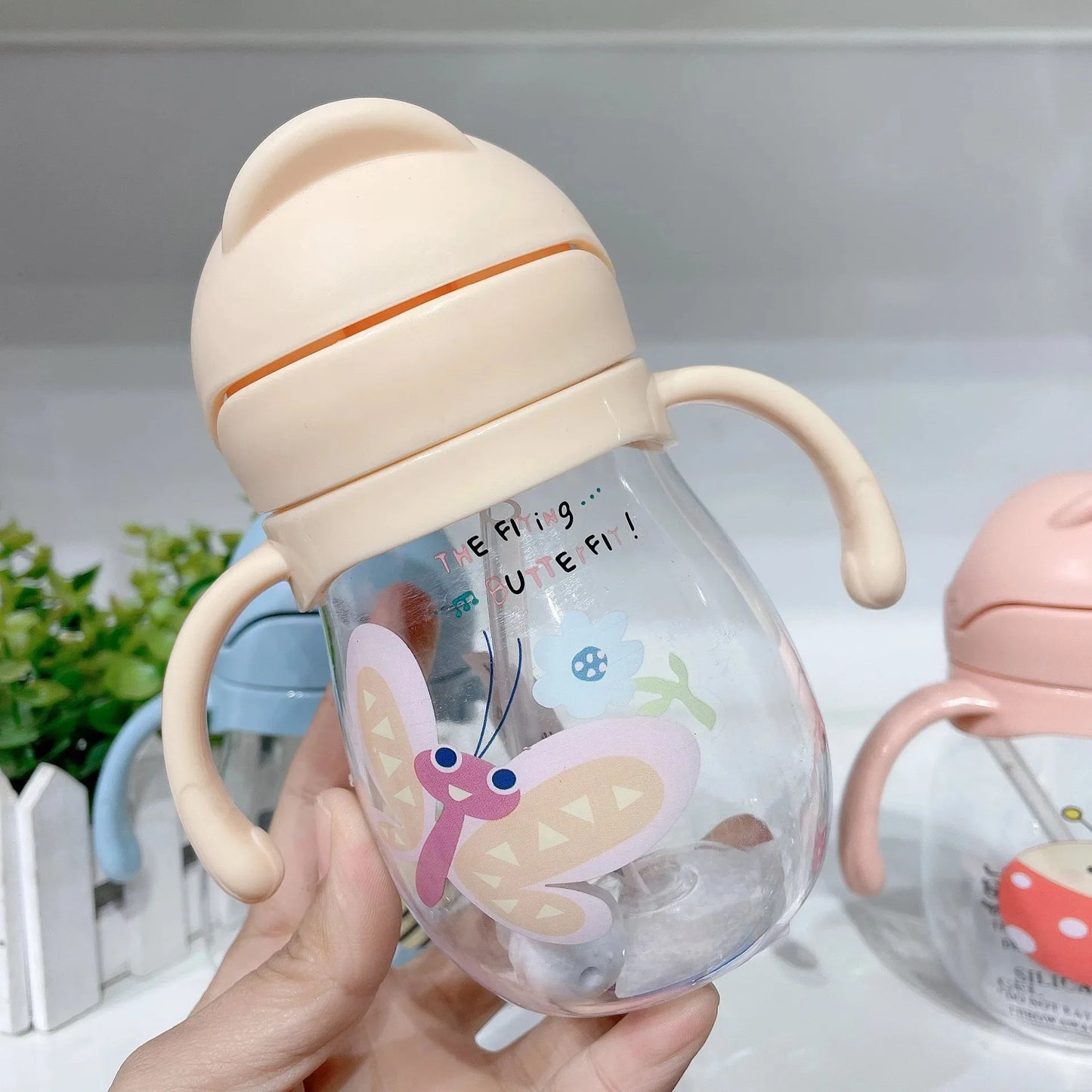 Gourde Anti-Fuite Bébé avec Paille Lestée | Tasse d'Apprentissage Boule Gravité