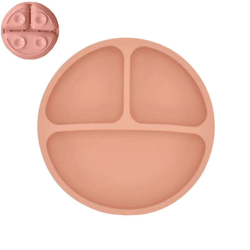Set Repas Bébé en Silicone : Assiette Ventouse et Cuillère d'Apprentissage