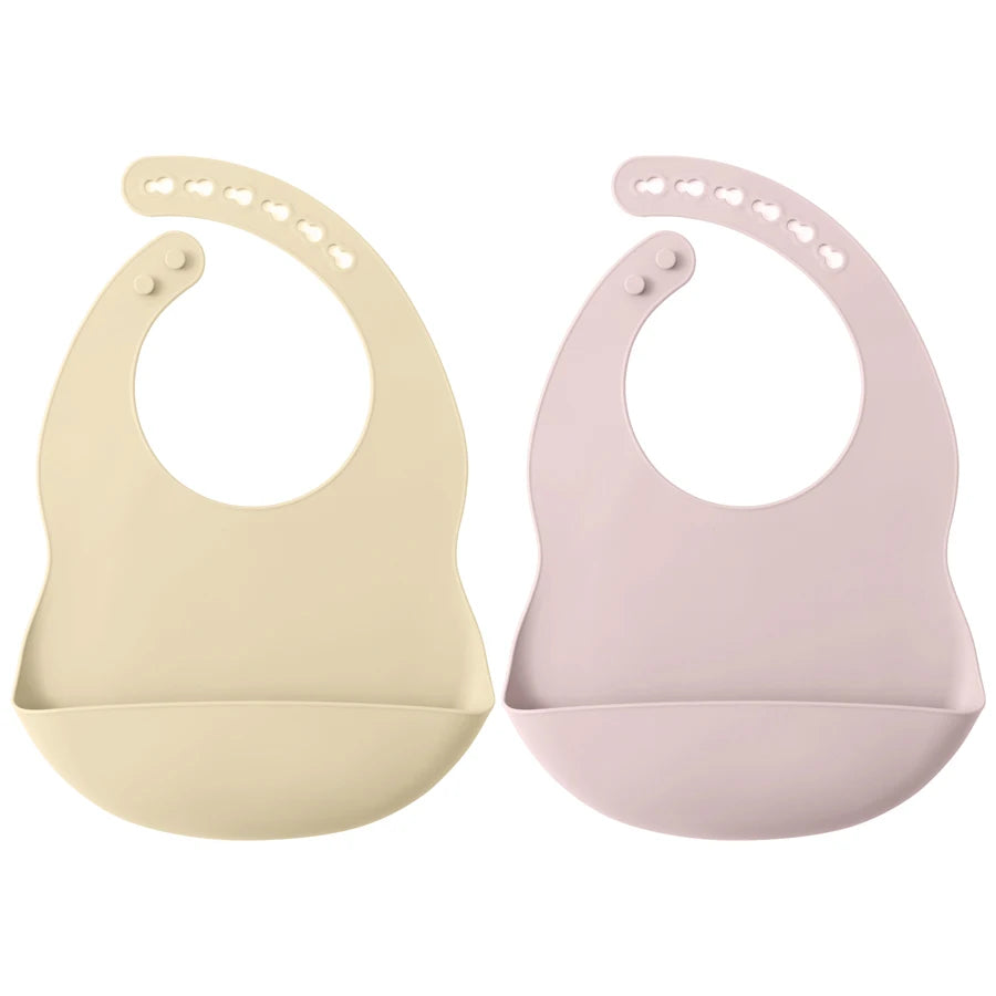 Lot de 2 Bavoirs Silicone Imperméables pour Bébé | Propreté & Style