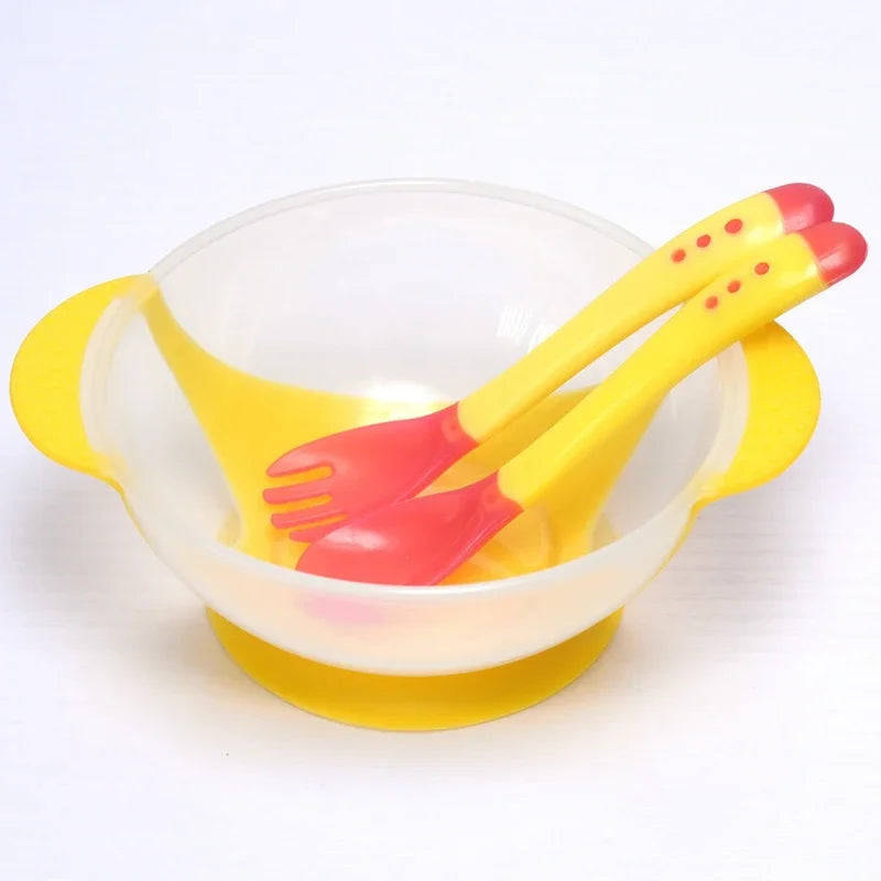 Set repas d'apprentissage : Bol hermétique & Cuillère de sécurité thermosensible