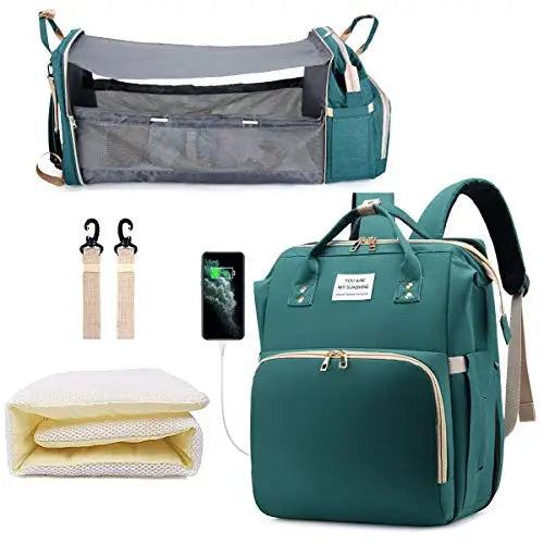 Sac à dos à langer 3-en-1 avec Lit Nomade & USB | Le Compagnon de Voyage Ultime
