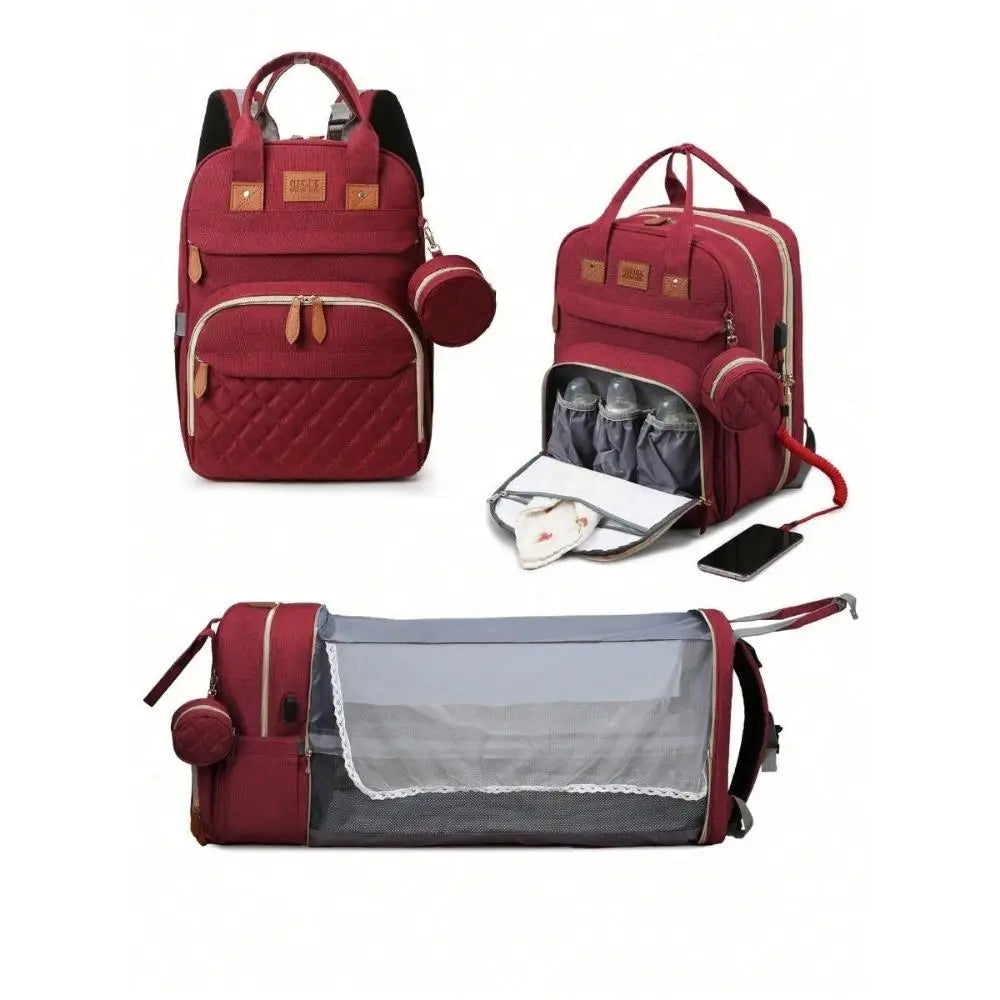 Sac à dos à langer 3-en-1 avec Lit Nomade & USB | Le Compagnon de Voyage Ultime