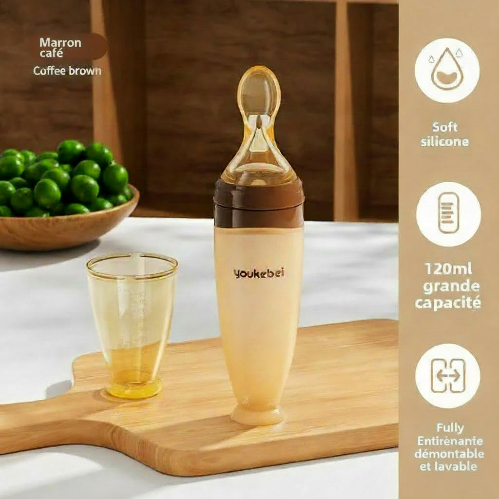 Biberon-cuillère en Silicone pour Purées et Céréales | Distributeur de Nourriture Souple