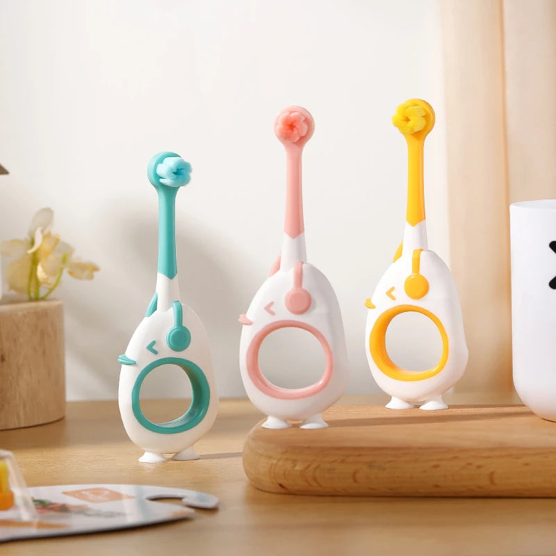 Brosse à Dents Bébé 0-3 Ans avec Ventouse | Première Brosse à Dents Ergonomique et Ludique