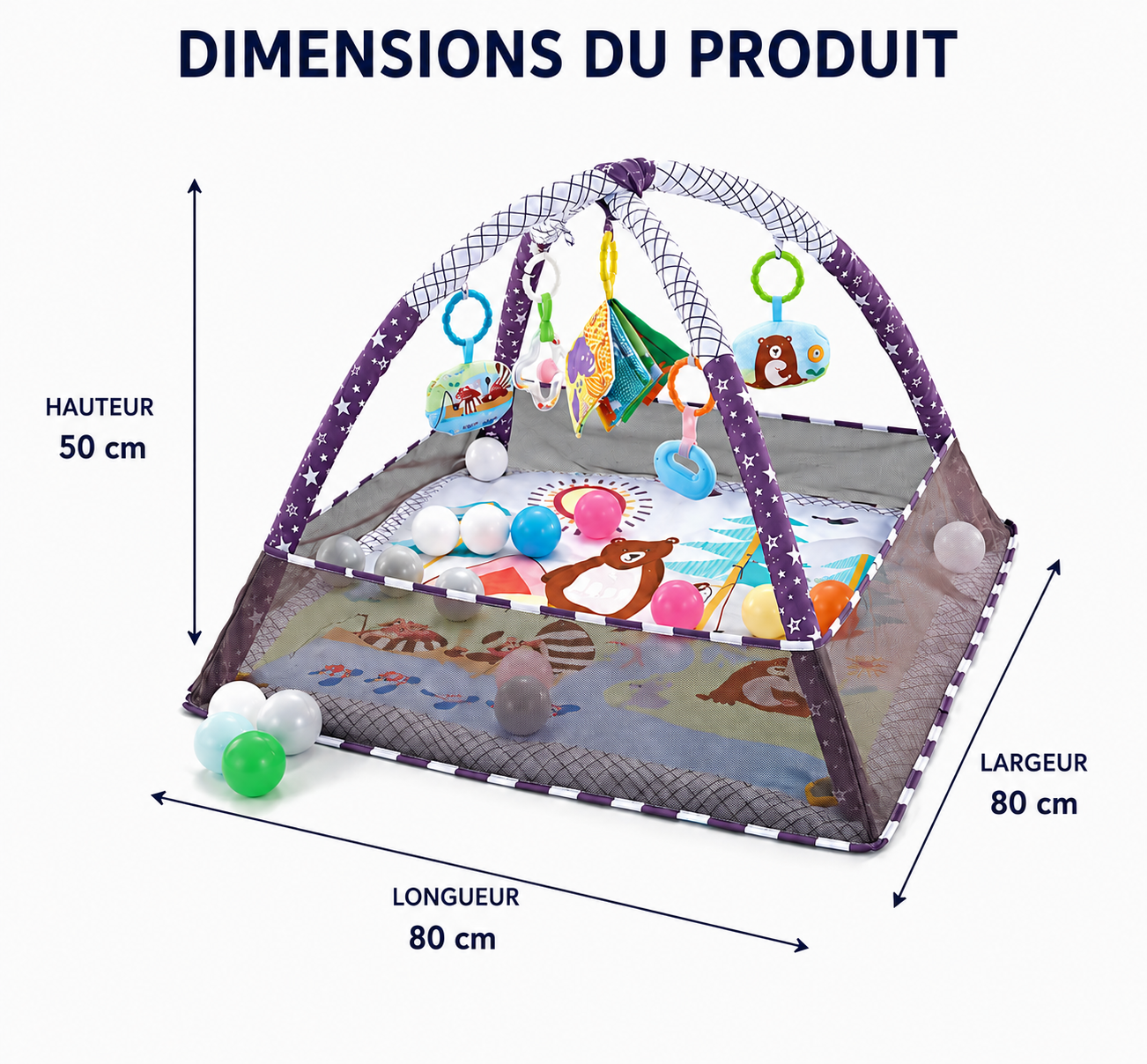 Tapis d'Éveil Évolutif avec Arche de Jeux | Espace d'Exploration 3-en-1